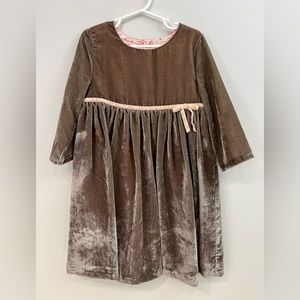 Mini Boden Brown Velvet Dress Girls Size 6/7